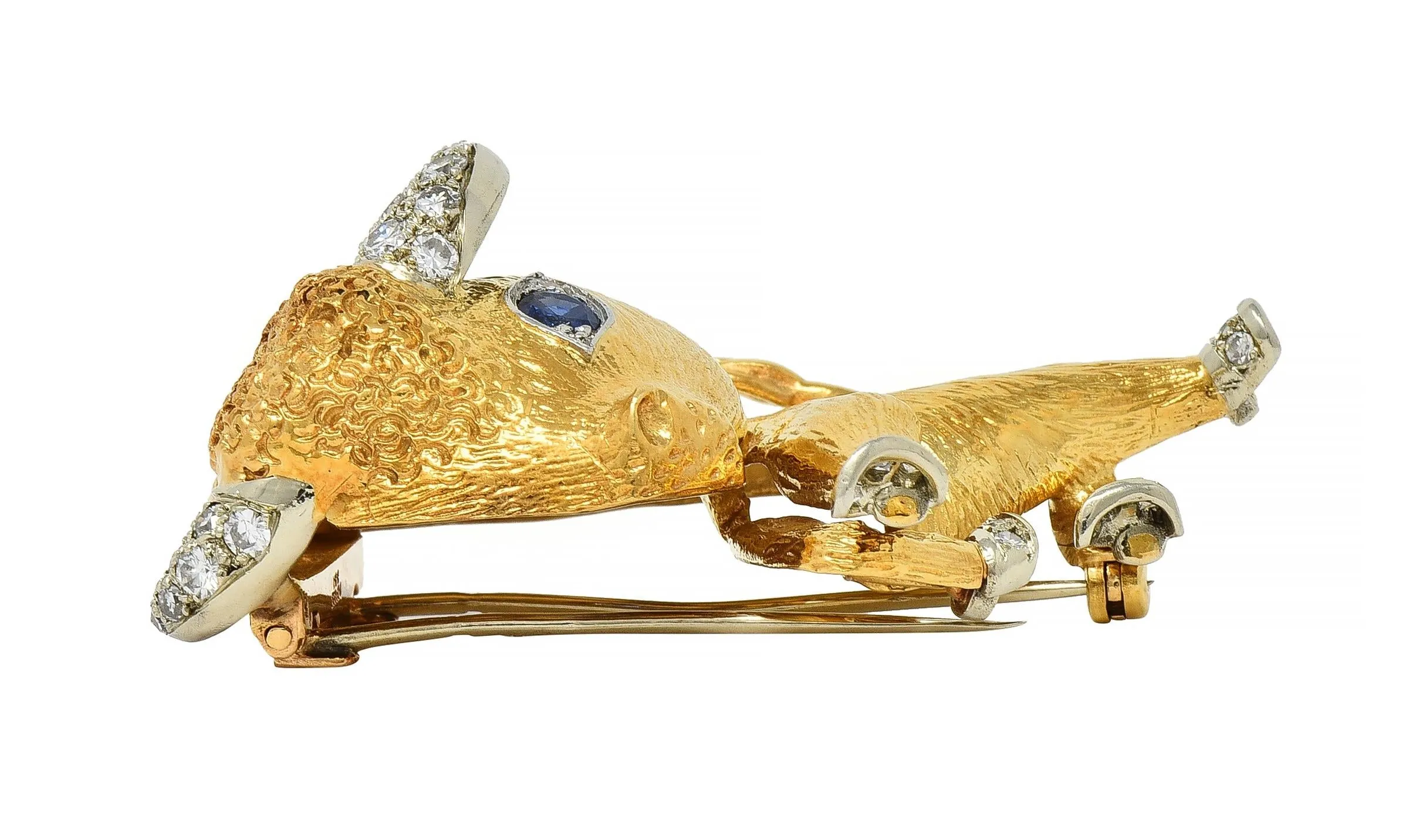 Van Cleef & Arpels Paris Diamond Sapphire Platinum 18 Karat Gold Vintage Charming Animals Taurus Zodiac Bull Brooch