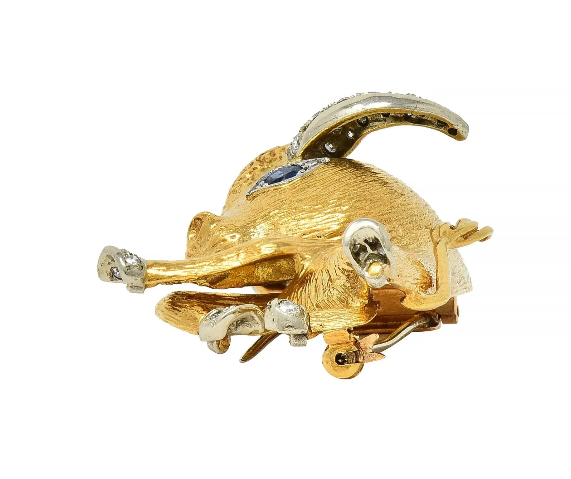 Van Cleef & Arpels Paris Diamond Sapphire Platinum 18 Karat Gold Vintage Charming Animals Taurus Zodiac Bull Brooch