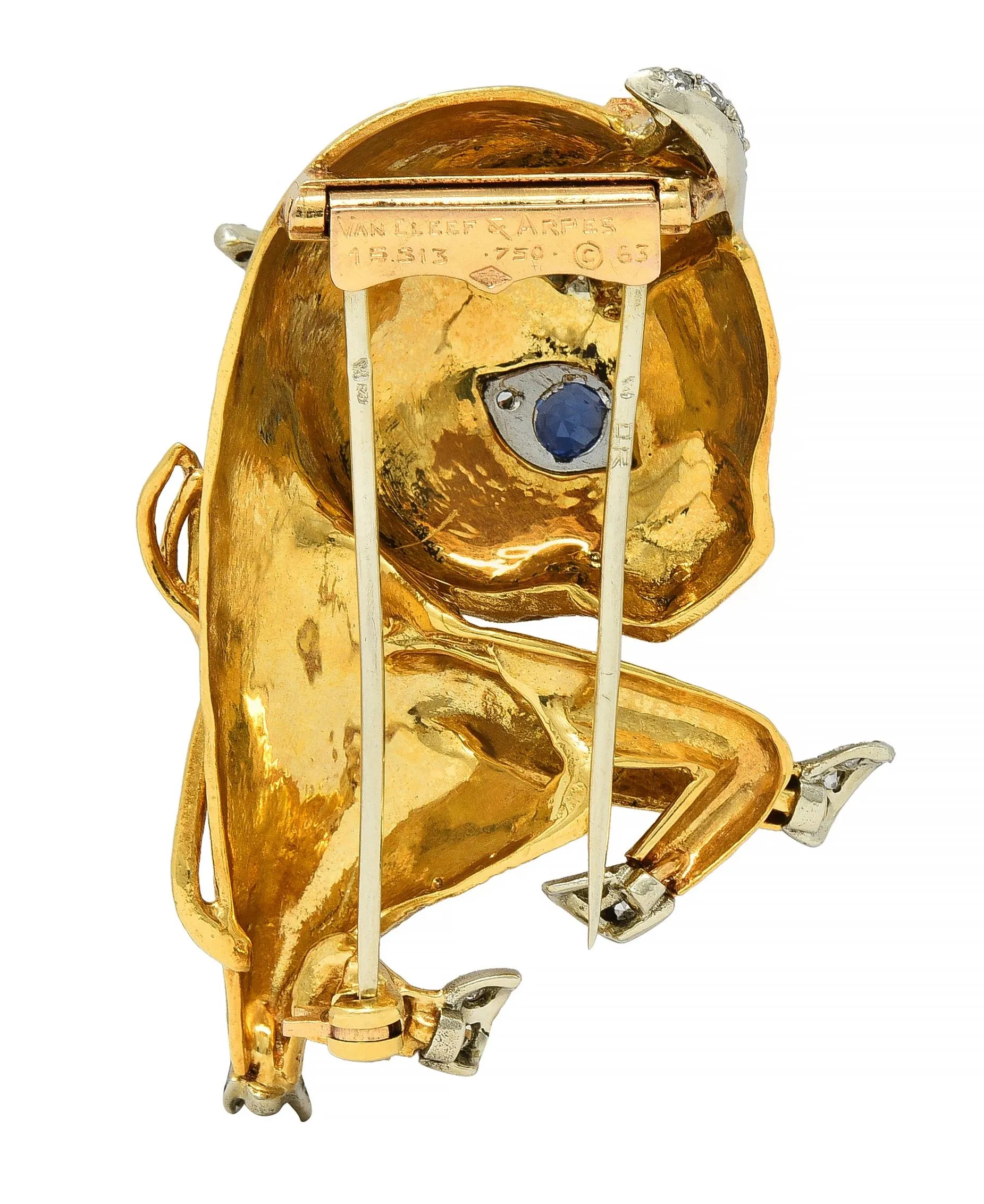 Van Cleef & Arpels Paris Diamond Sapphire Platinum 18 Karat Gold Vintage Charming Animals Taurus Zodiac Bull Brooch