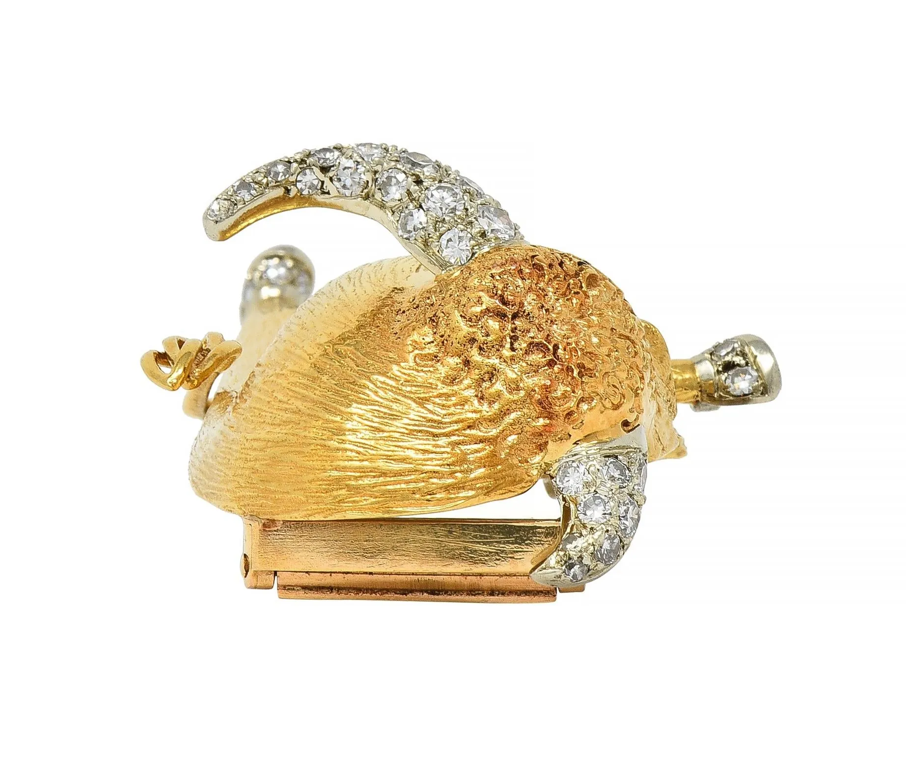 Van Cleef & Arpels Paris Diamond Sapphire Platinum 18 Karat Gold Vintage Charming Animals Taurus Zodiac Bull Brooch
