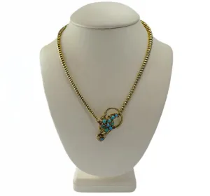 Victorian 15ct Gold Turquoise Serpent Necklace