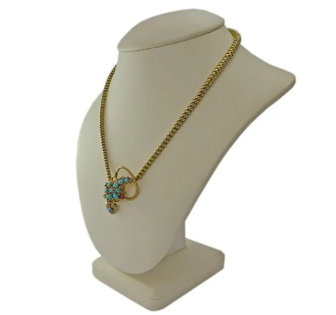 Victorian 15ct Gold Turquoise Serpent Necklace