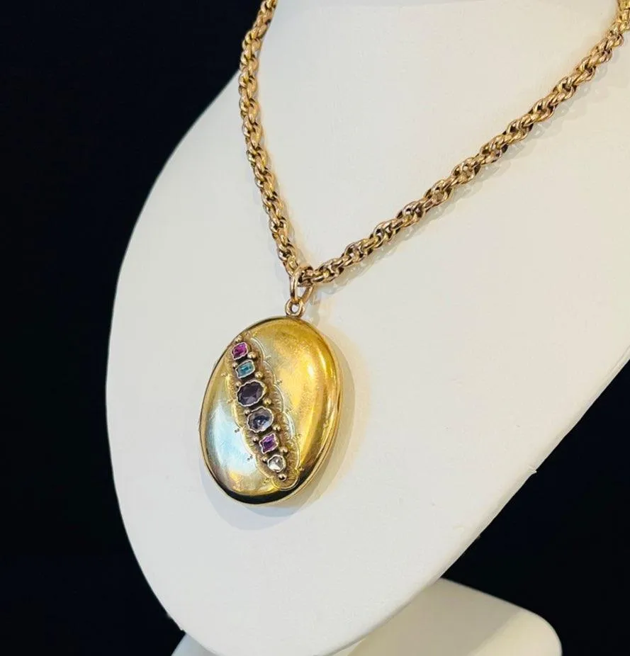 Victorian 15ct Yellow Gold REGARD Oval Locket