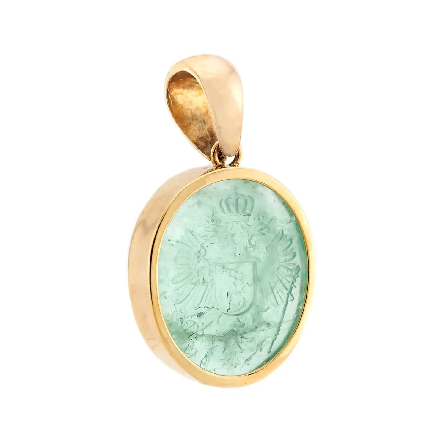 Victorian 18k Emerald Intaglio Pendant