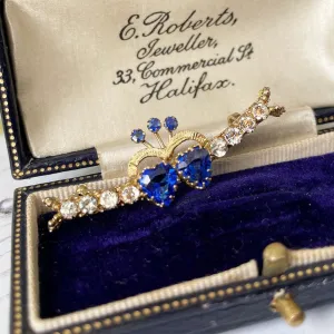 Victorian 9ct Gold and Blue Iolite Sweetheart Brooch