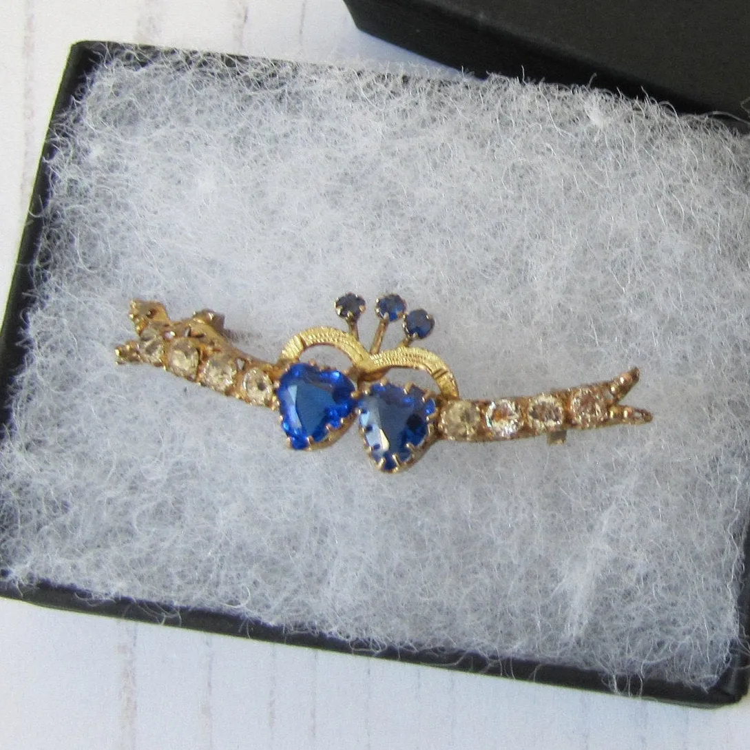 Victorian 9ct Gold and Blue Iolite Sweetheart Brooch