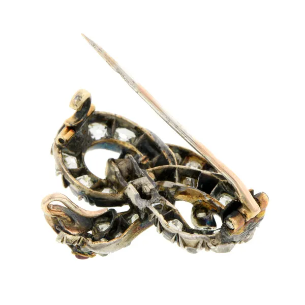 Victorian Diamond & Ruby Snake Pin
