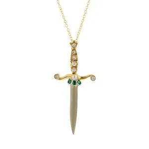 Victorian Emerald & Diamond Sword Pendant
