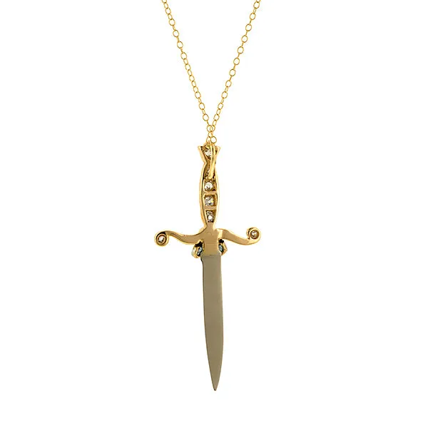 Victorian Emerald & Diamond Sword Pendant