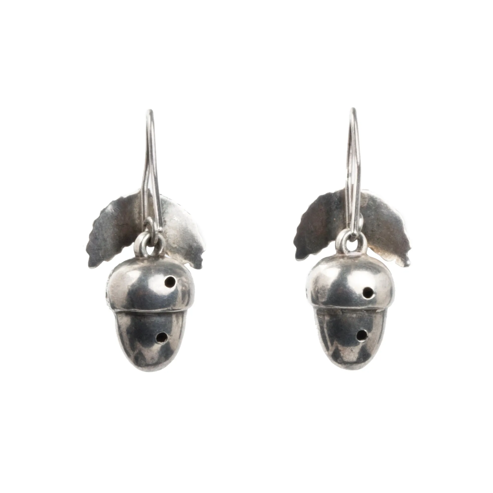 Victorian Era Acorn Silver Earrings