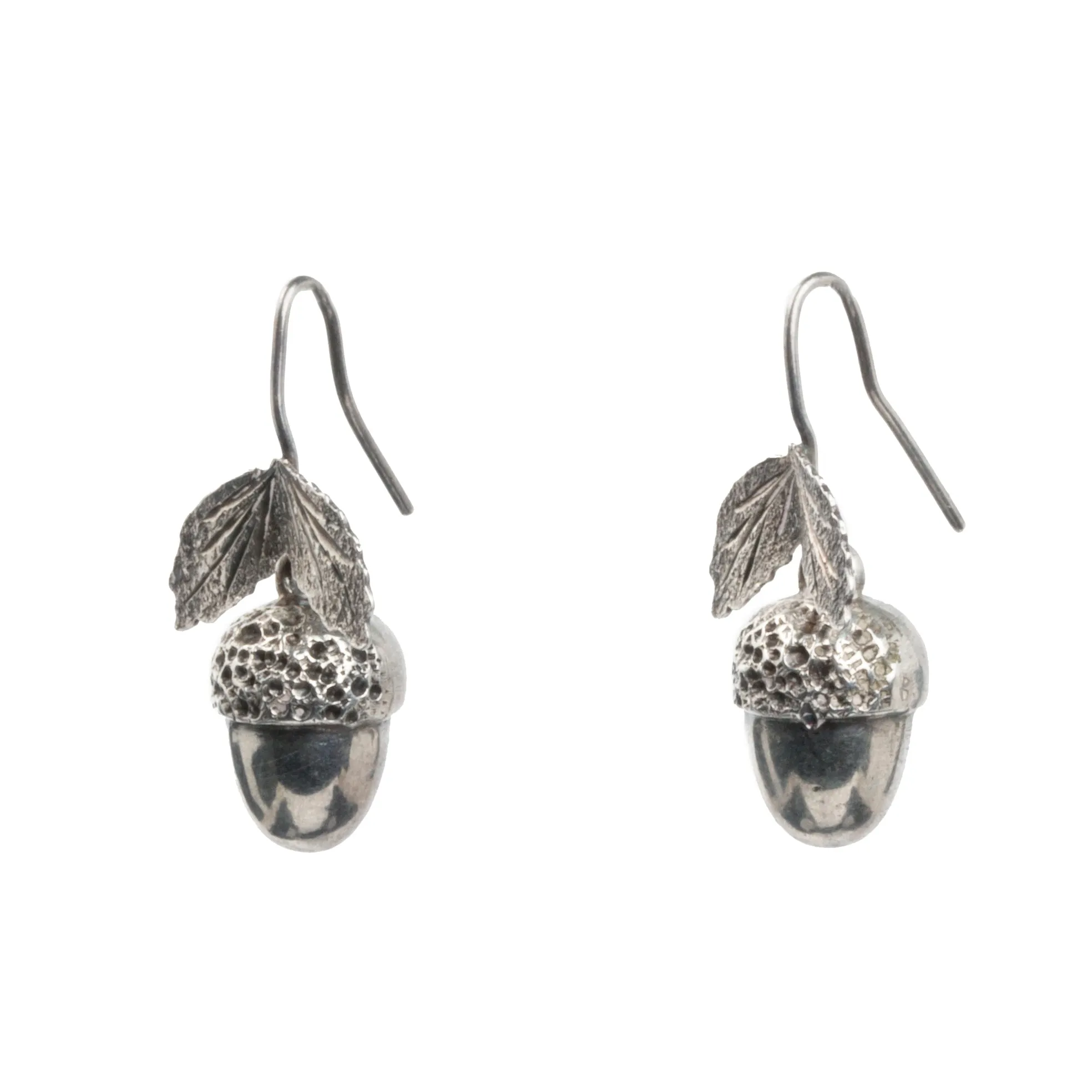 Victorian Era Acorn Silver Earrings