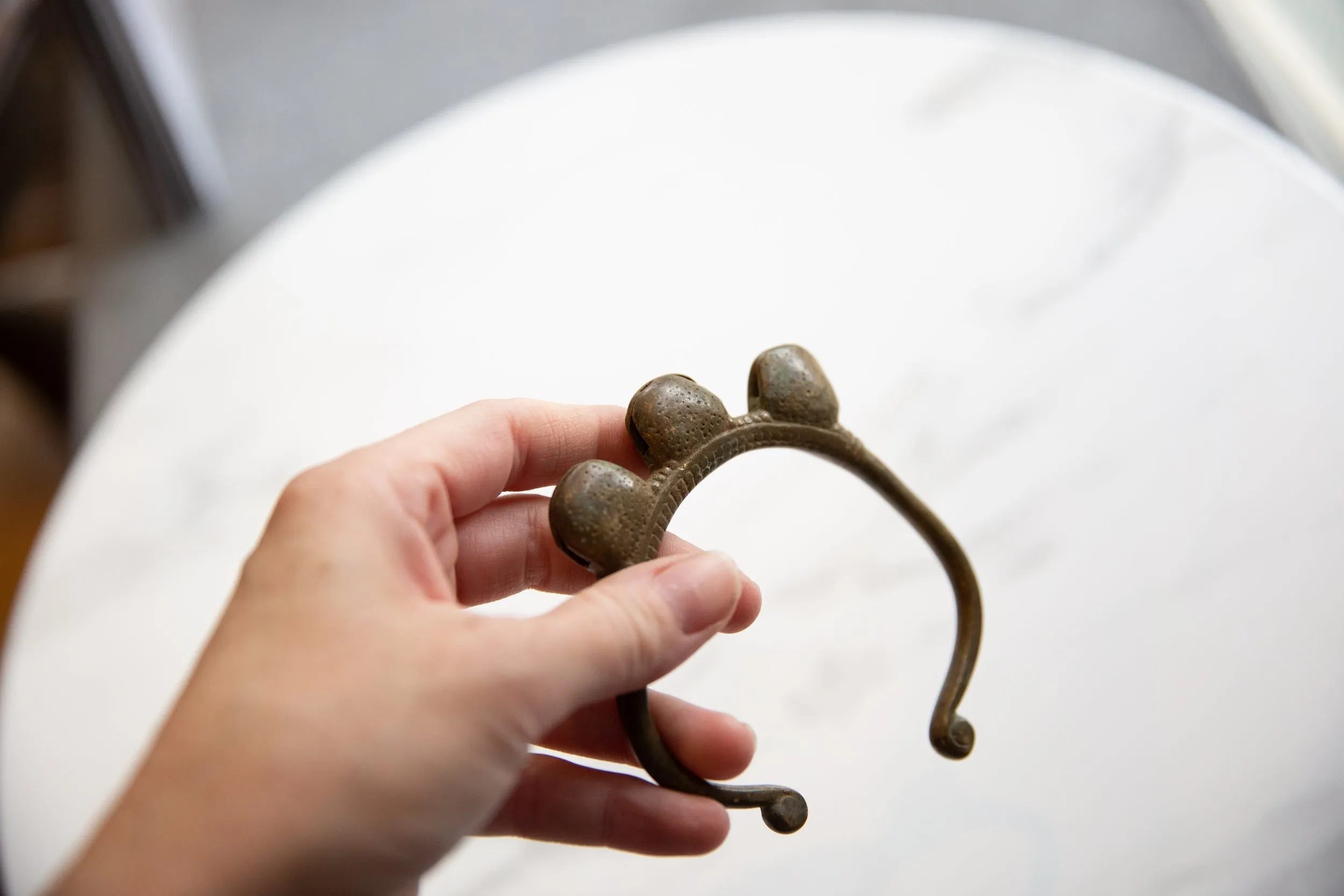 Vintage African Bronze Bell Cuff Bracelet