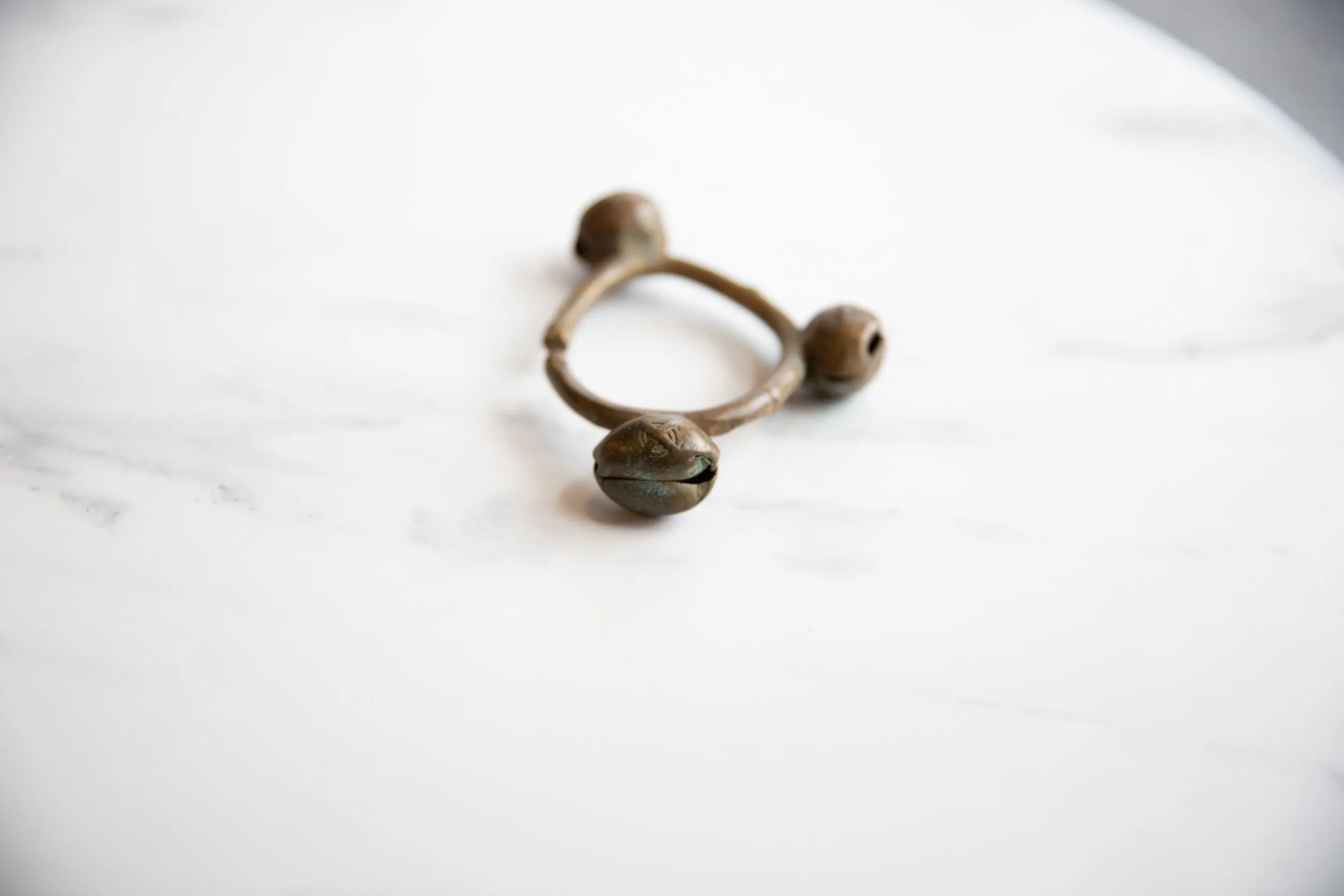 Vintage African Bronze Lobi Bell Cuff Bracelet