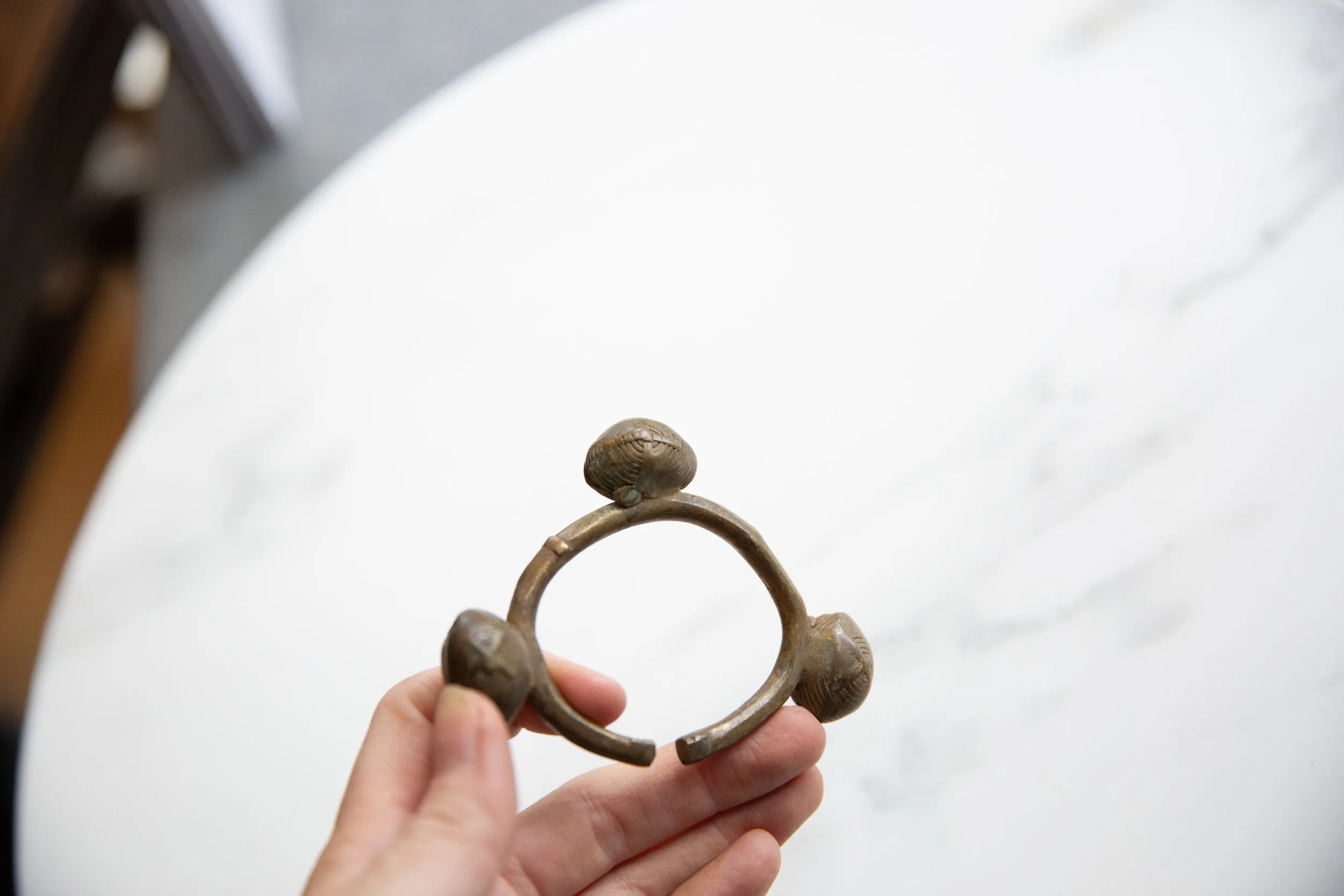 Vintage African Bronze Lobi Bell Cuff Bracelet