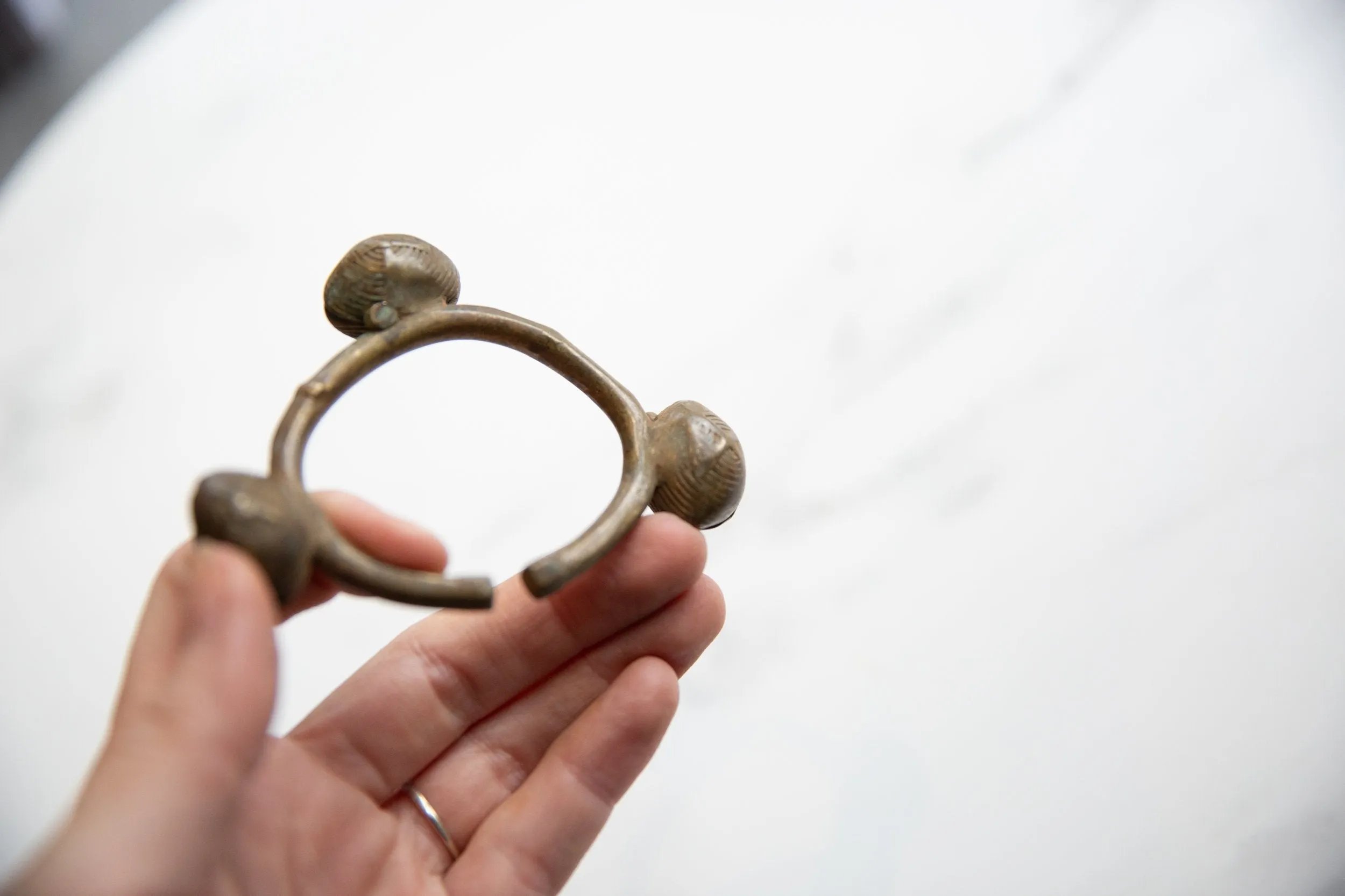 Vintage African Bronze Lobi Bell Cuff Bracelet
