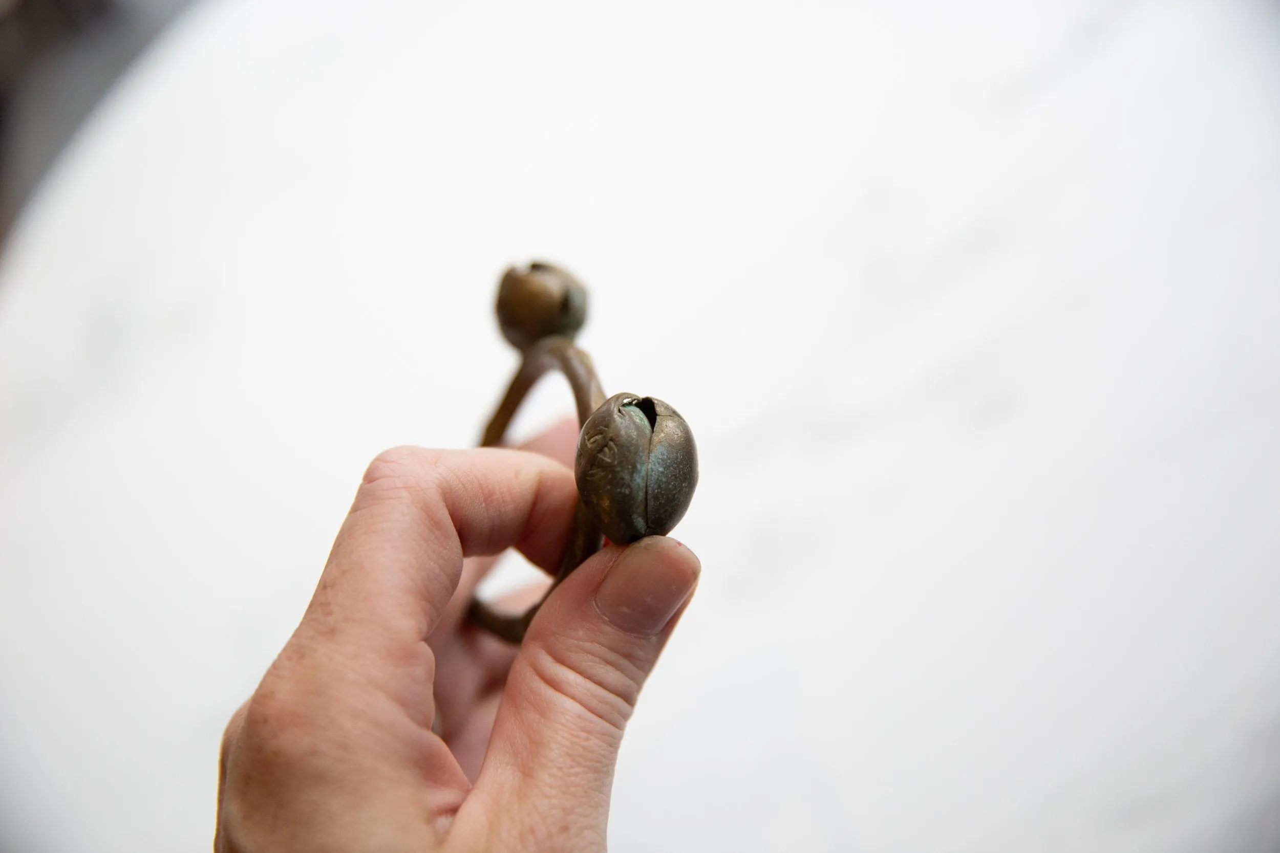 Vintage African Bronze Lobi Bell Cuff Bracelet