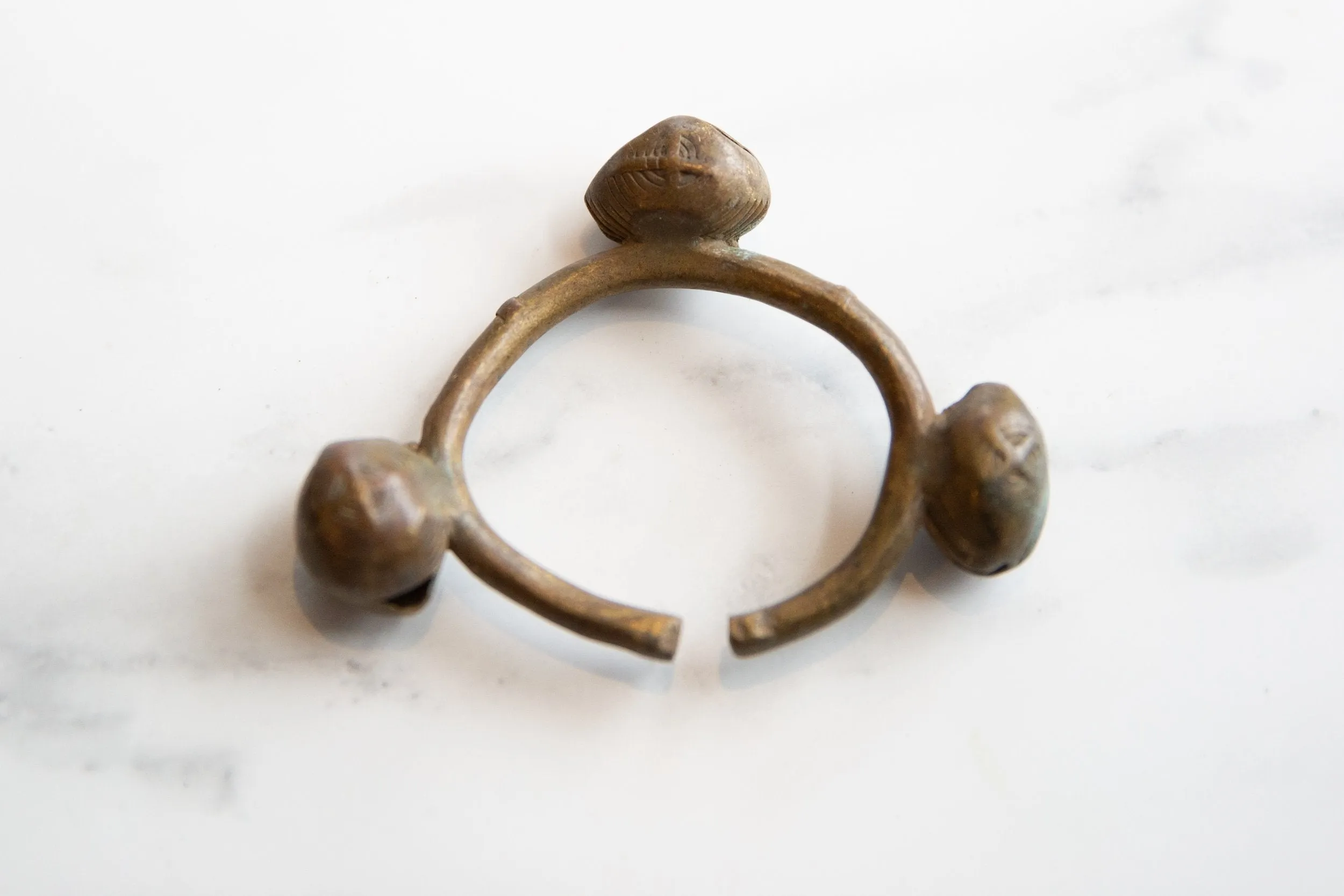 Vintage African Bronze Lobi Bell Cuff Bracelet