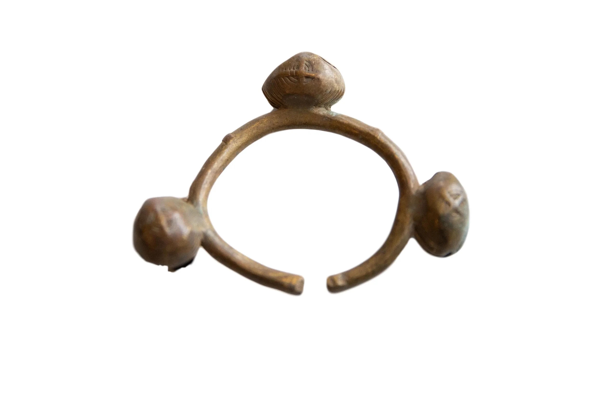 Vintage African Bronze Lobi Bell Cuff Bracelet