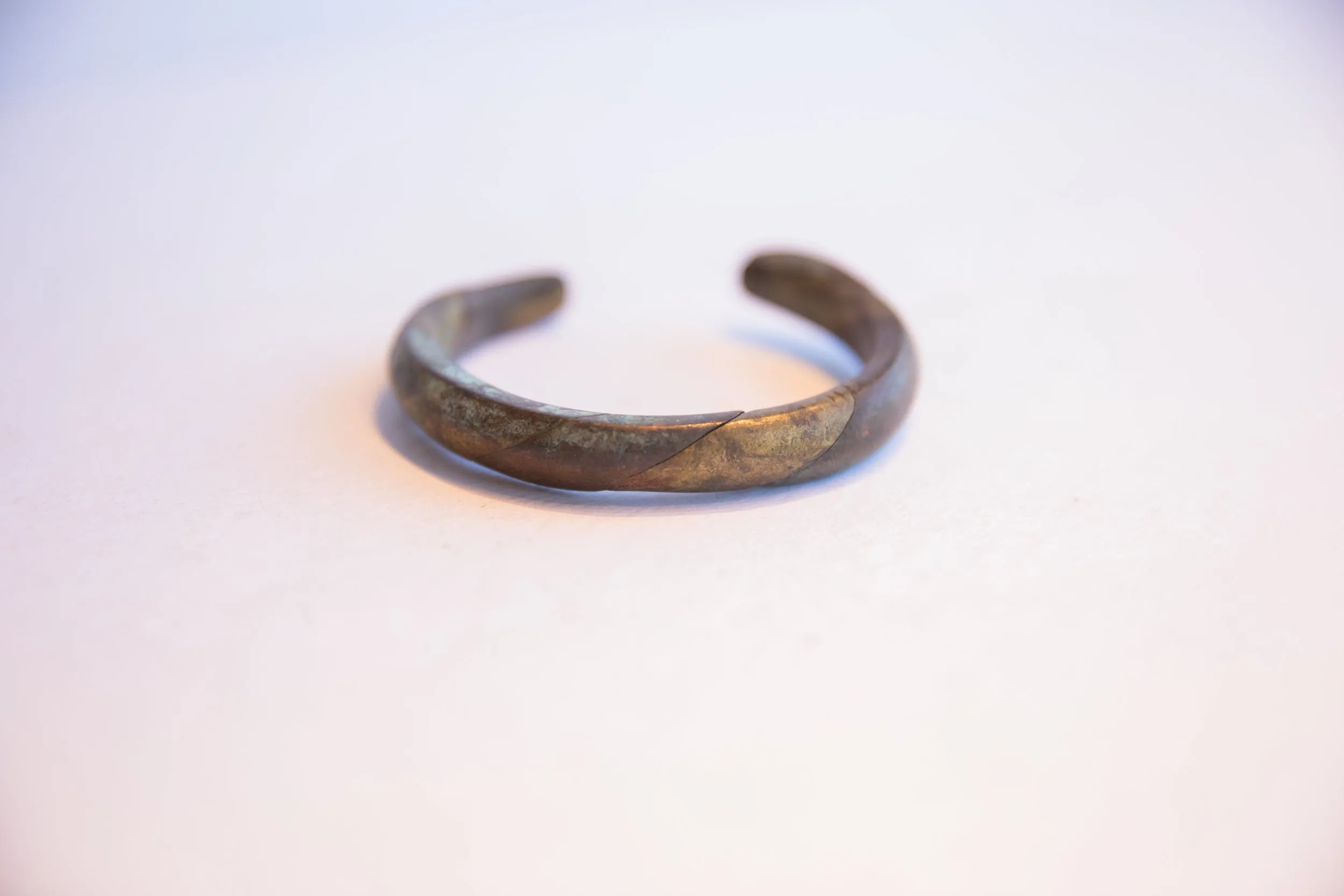 Vintage African Oxidized Barber Pole Cuff Bracelet