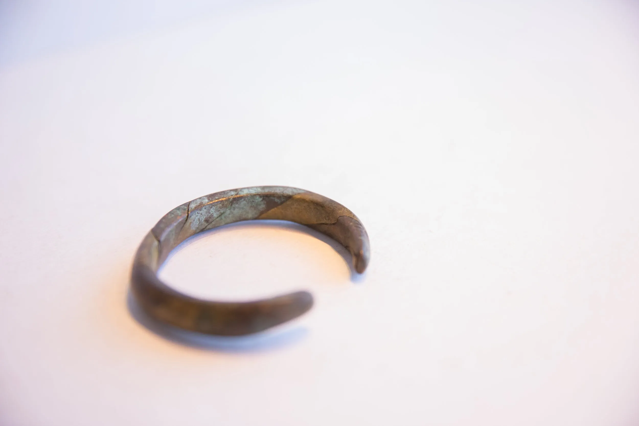 Vintage African Oxidized Barber Pole Cuff Bracelet