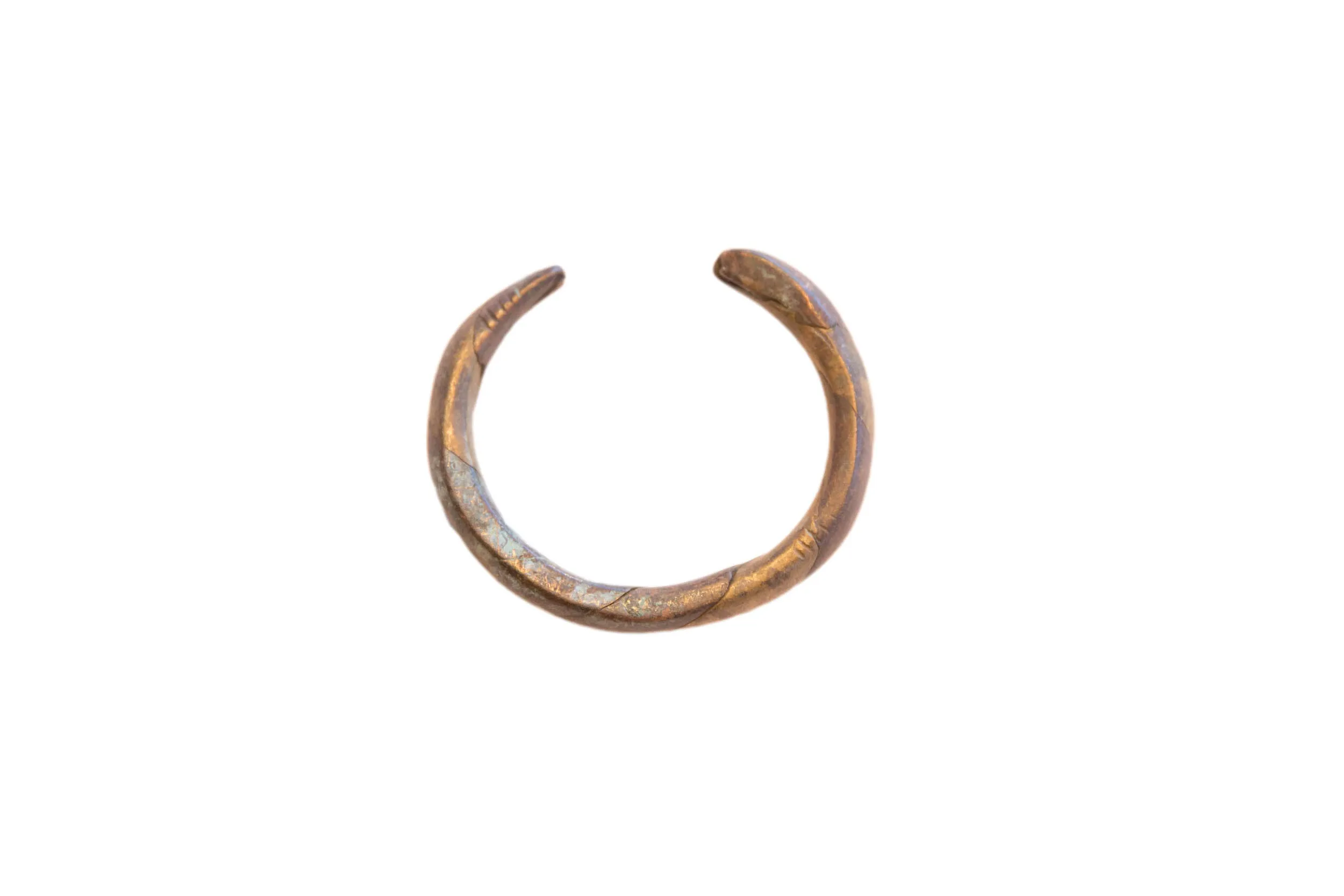 Vintage African Oxidized Barber Pole Cuff Bracelet