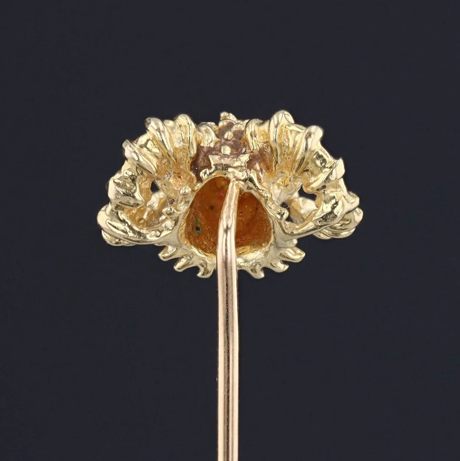 Vintage Aries Ram with Rubies Stick Pin of 14k Gold