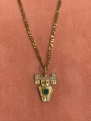 VINTAGE AZTEC MAYAN EMERALD CHARM