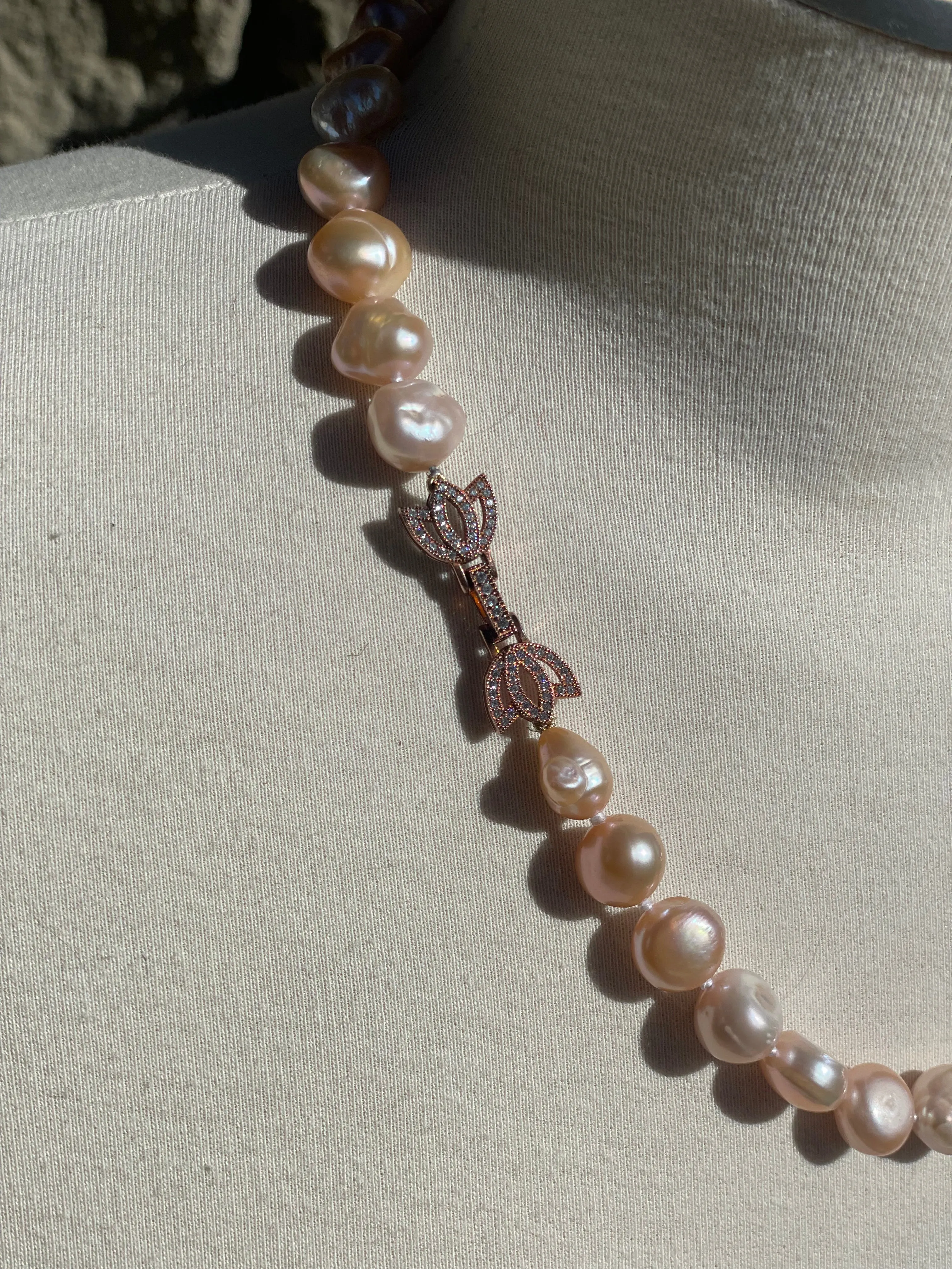 Vintage Baroque Blush Pink Pearl Necklace and Earrings