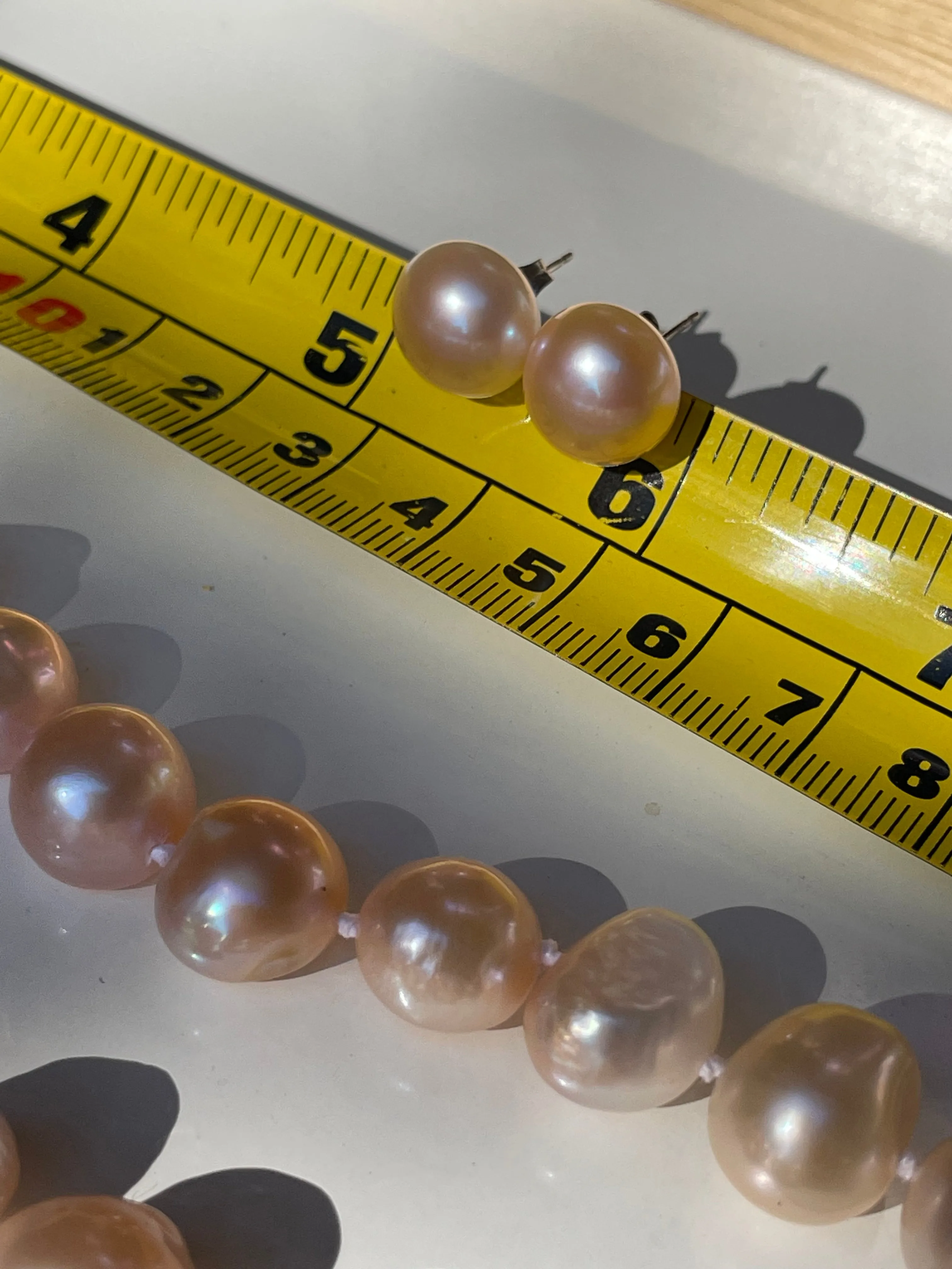 Vintage Baroque Blush Pink Pearl Necklace and Earrings