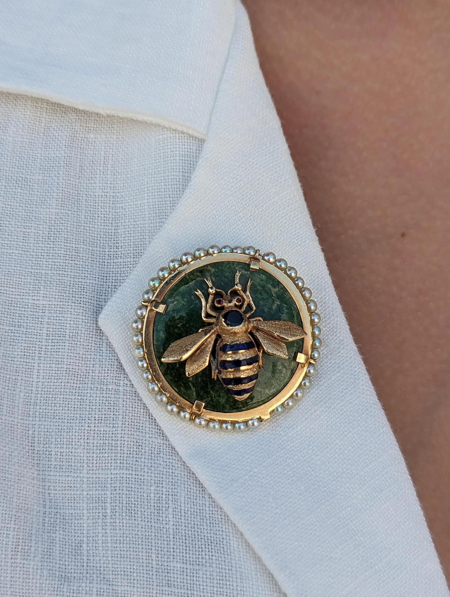 Vintage Jade Bee Brooch