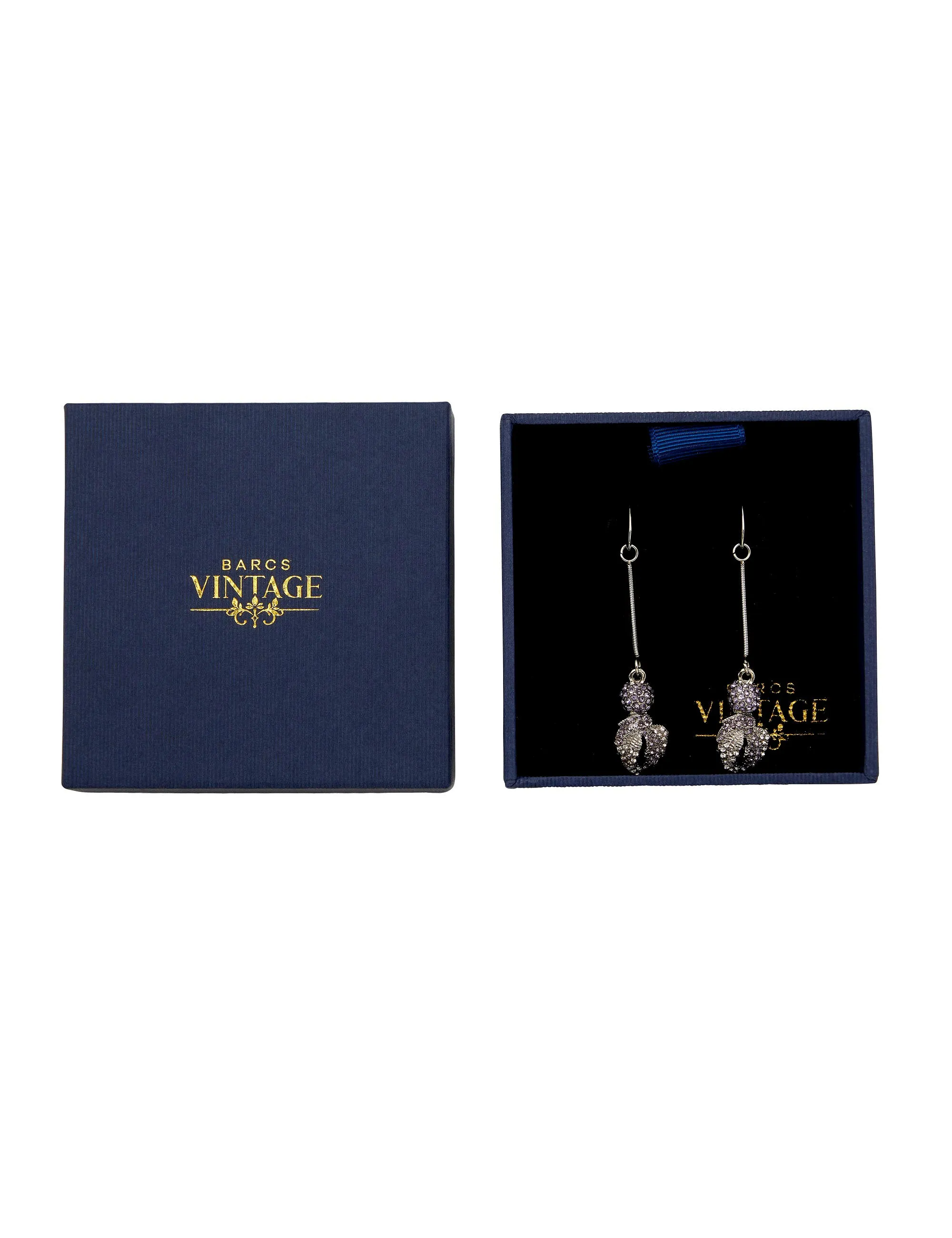 VINTAGE LEAF CRYSTAL DROP EARRING