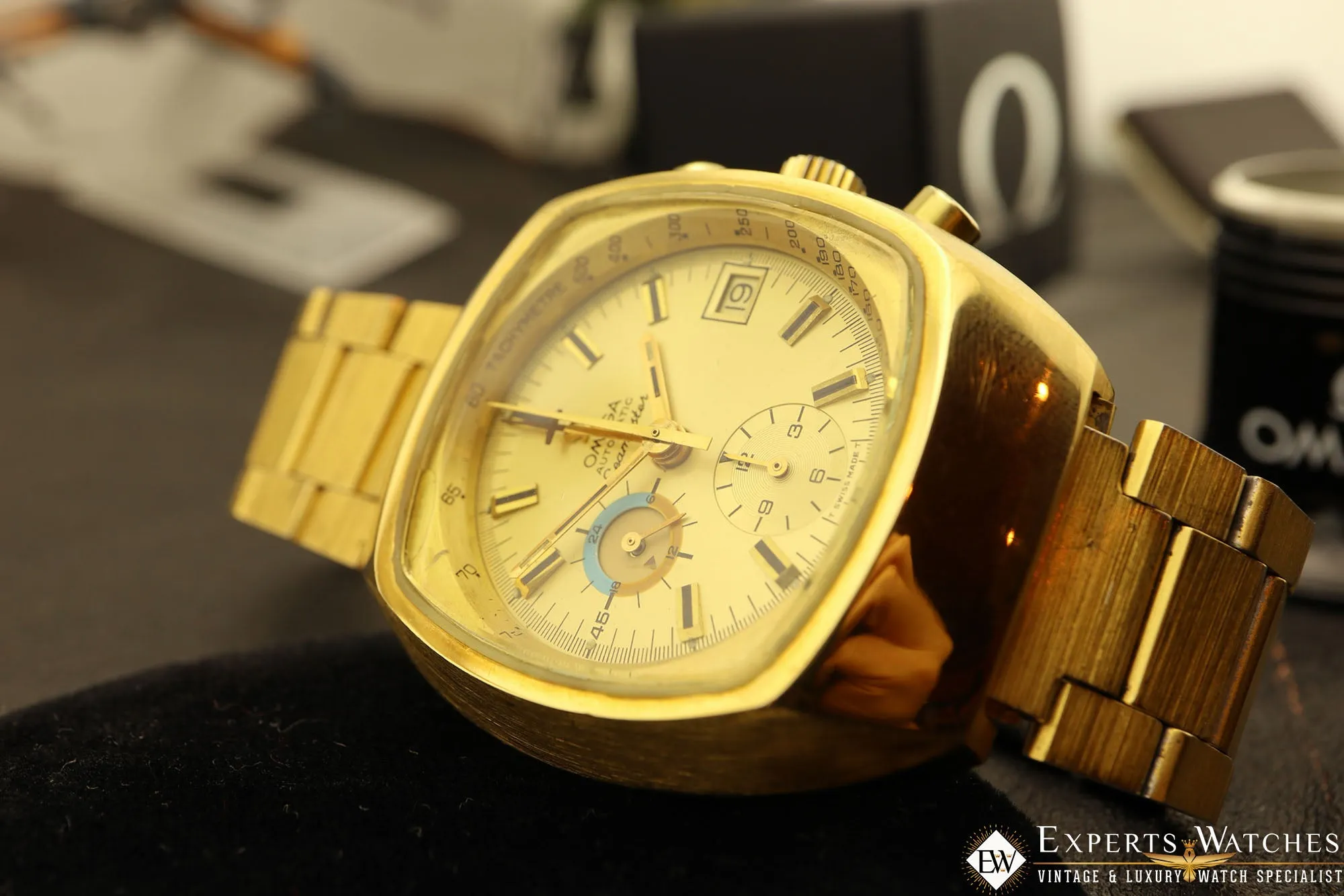 Vintage Omega Jedi 176.005 Chronograph Gold Filled 1972 Cal 1040 Lemania Auto TV