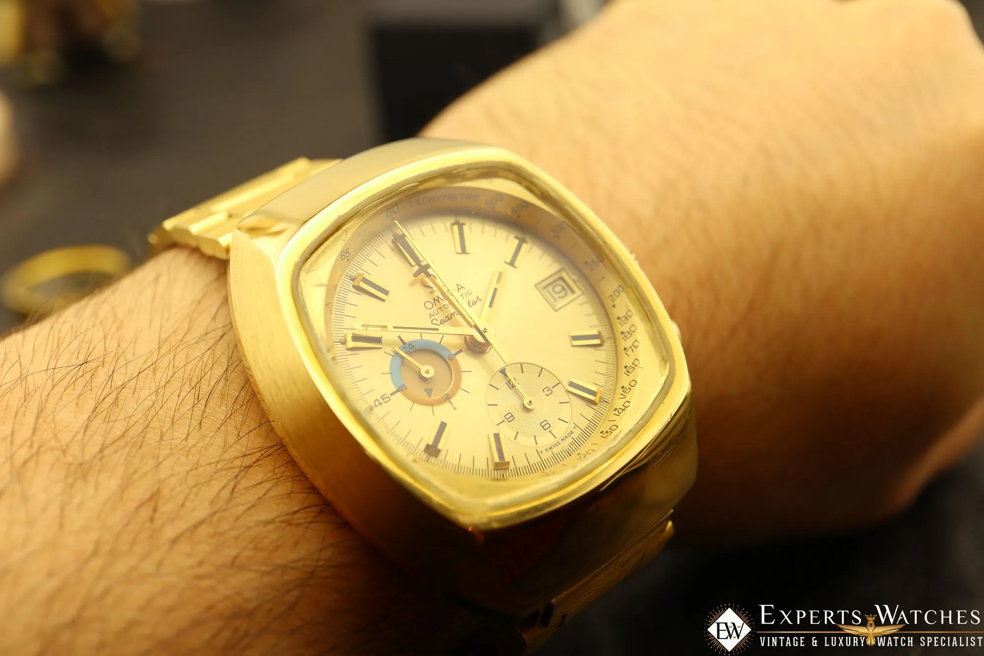 Vintage Omega Jedi 176.005 Chronograph Gold Filled 1972 Cal 1040 Lemania Auto TV