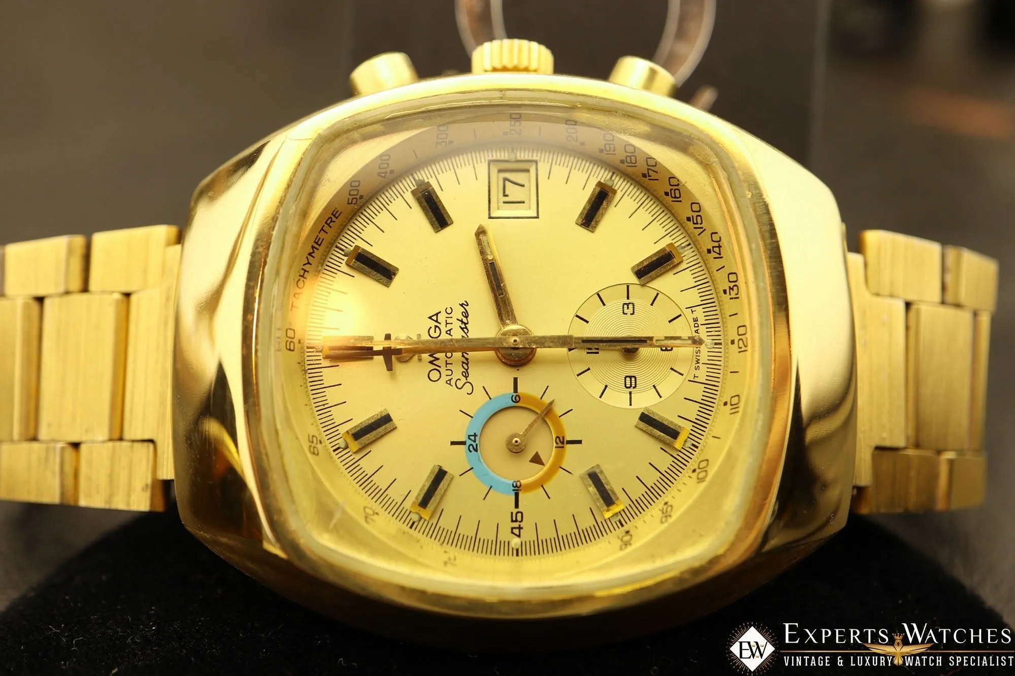 Vintage Omega Jedi 176.005 Chronograph Gold Filled 1972 Cal 1040 Lemania Auto TV