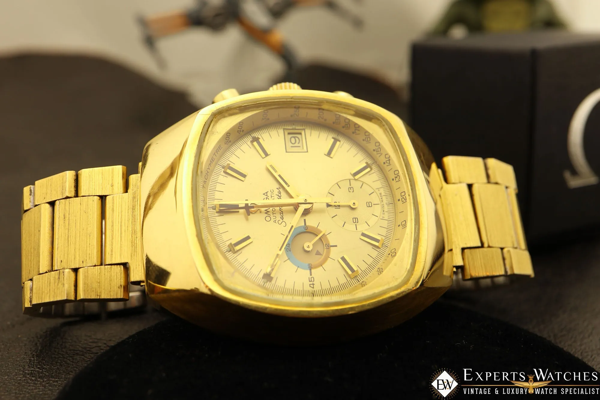 Vintage Omega Jedi 176.005 Chronograph Gold Filled 1972 Cal 1040 Lemania Auto TV