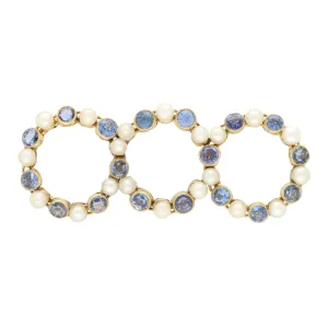 Vintage Pearl and Blue Sapphire Circle Brooch