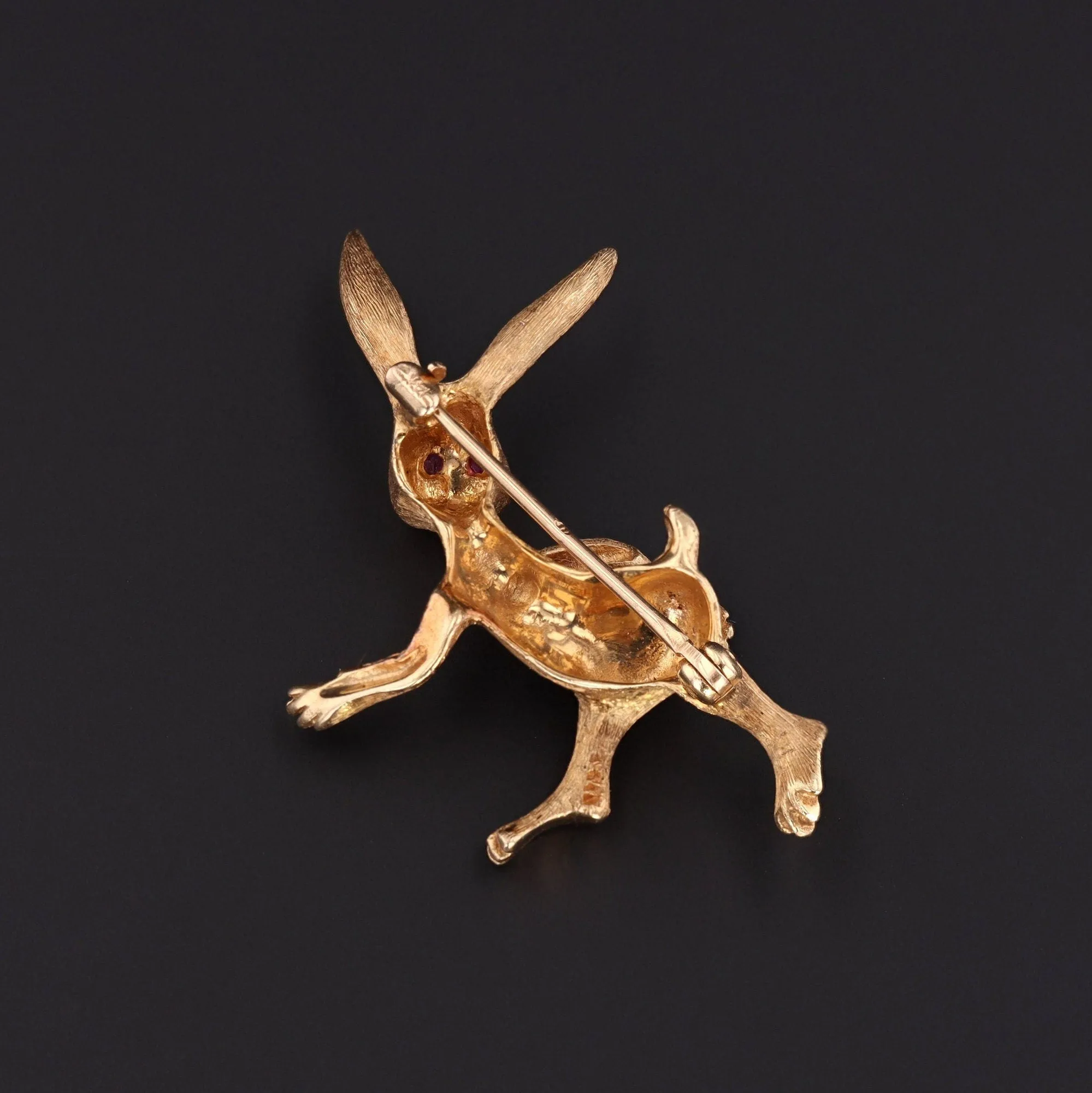 Vintage Rabbit Brooch of 14k Gold