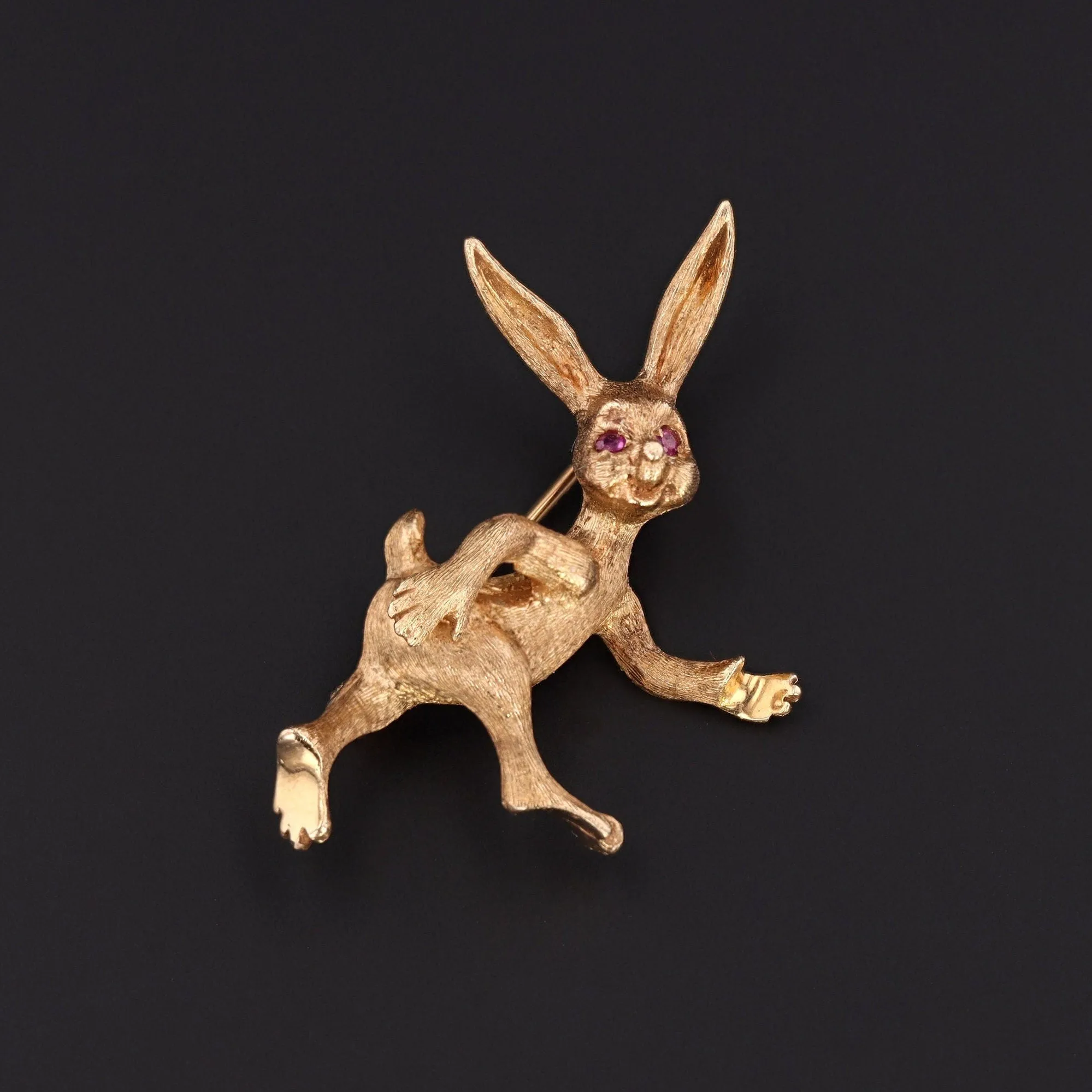 Vintage Rabbit Brooch of 14k Gold
