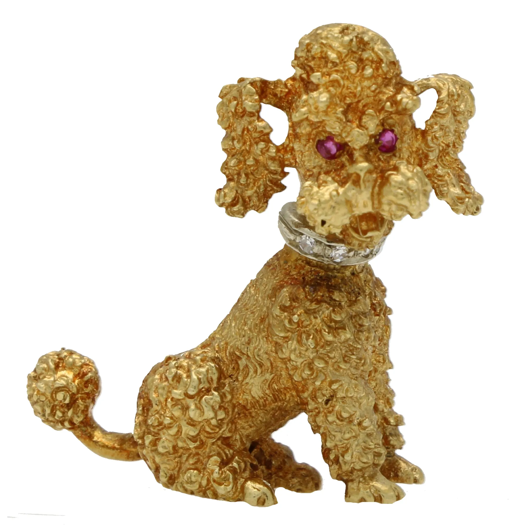 Vintage Ruby and Diamond Poodle Brooch