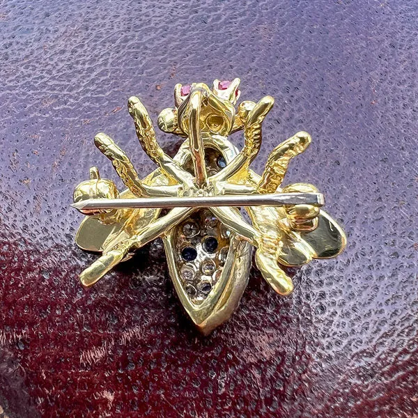 Vintage Sapphire & Diamond Bee Pin/ Pendant