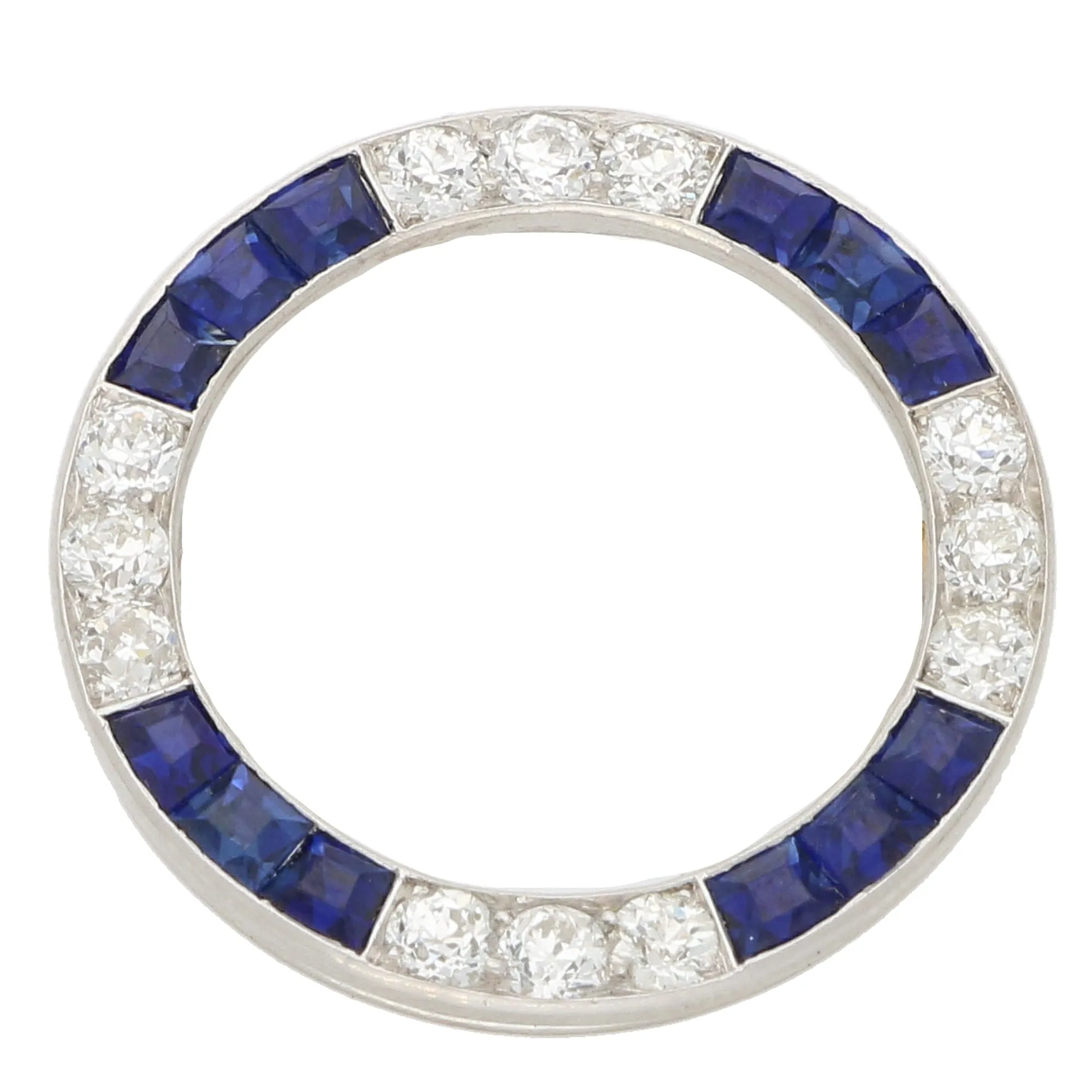 Vintage Tiffany & Co Diamond and Sapphire Circle Brooch in Platinum