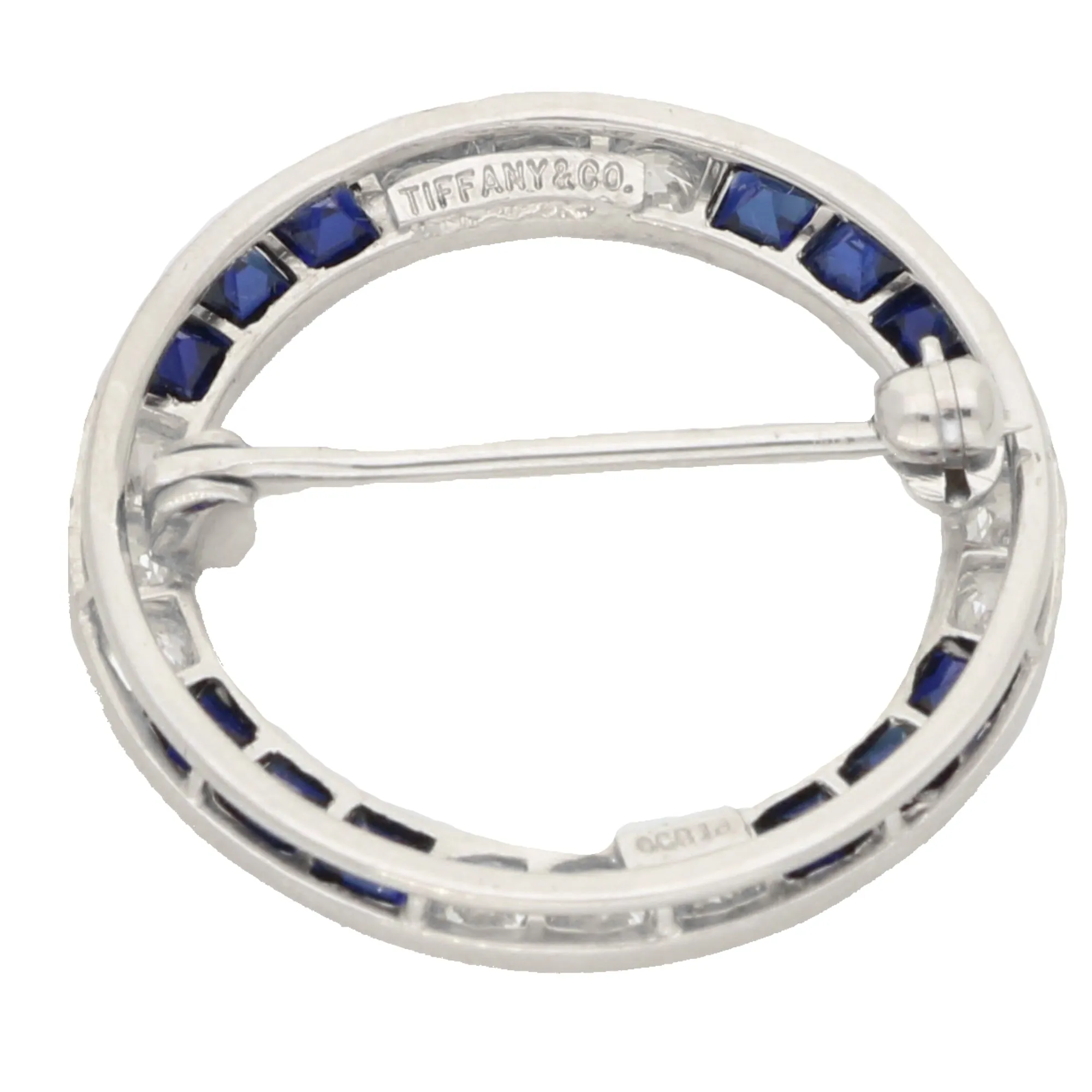 Vintage Tiffany & Co Diamond and Sapphire Circle Brooch in Platinum