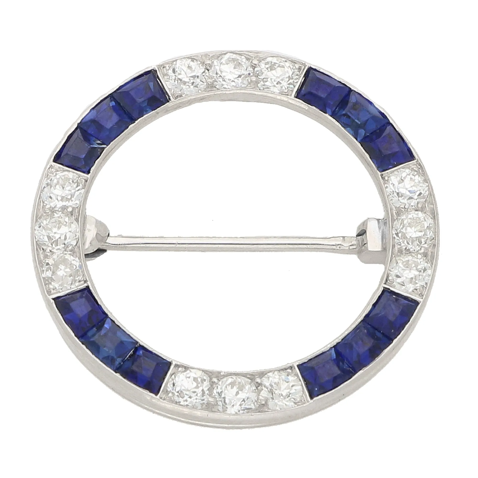 Vintage Tiffany & Co Diamond and Sapphire Circle Brooch in Platinum