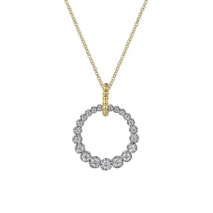 White and Yellow Gold Diamond Bujukan 20mm Drop Necklace