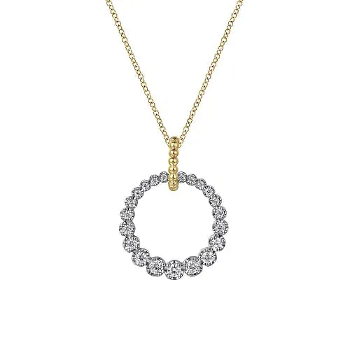 White and Yellow Gold Diamond Bujukan 20mm Drop Necklace