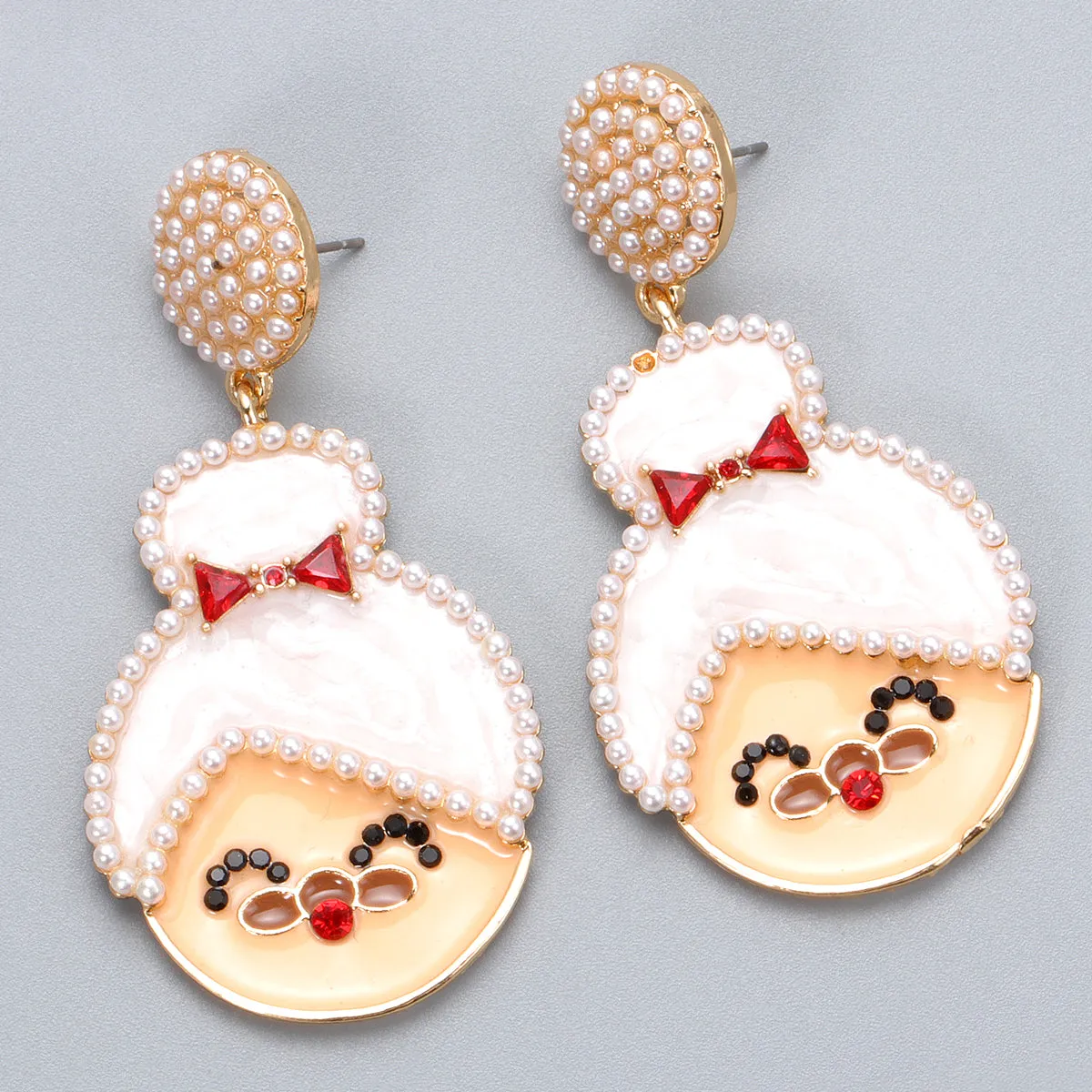 White Pearl & Cubic Zirconia 18K Gold-Plated Mrs. Claus Drop Earrings