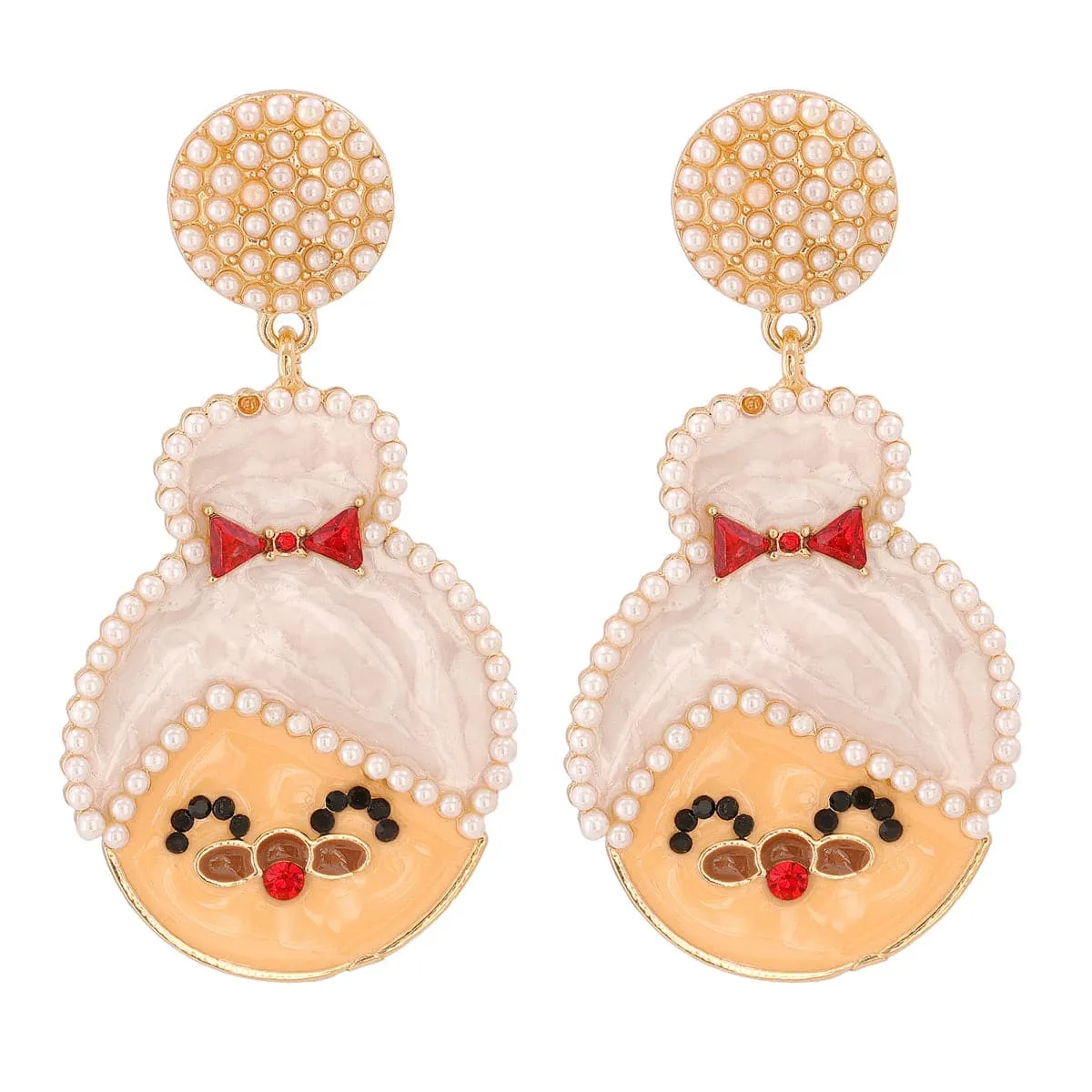 White Pearl & Cubic Zirconia 18K Gold-Plated Mrs. Claus Drop Earrings