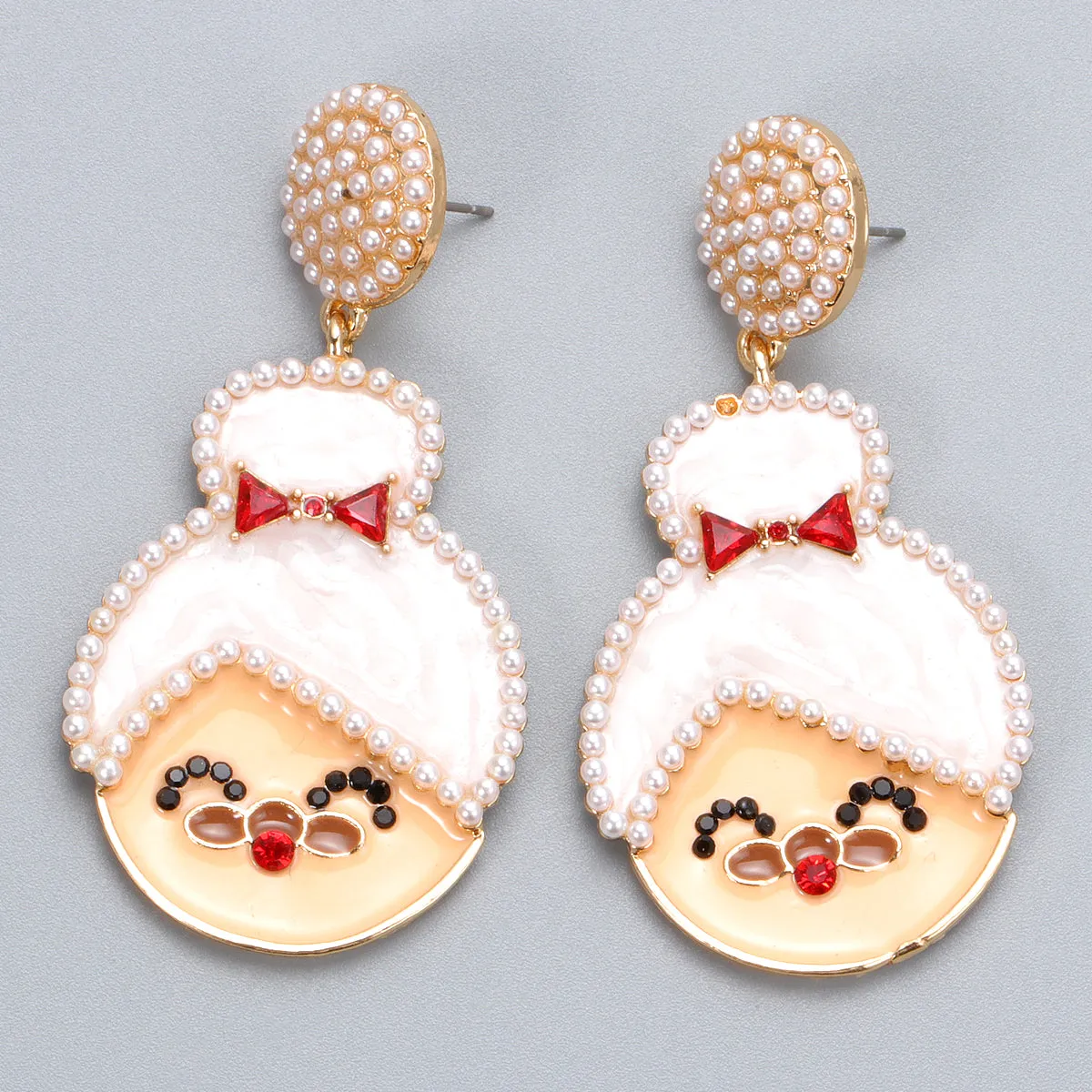 White Pearl & Cubic Zirconia 18K Gold-Plated Mrs. Claus Drop Earrings