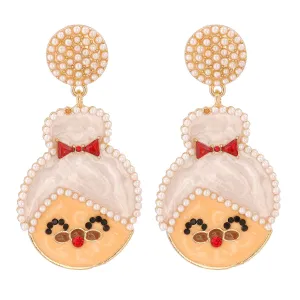 White Pearl & Cubic Zirconia 18K Gold-Plated Mrs. Claus Drop Earrings