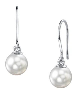 White South Sea Pearl Shepherd Hook Dangle Earrings